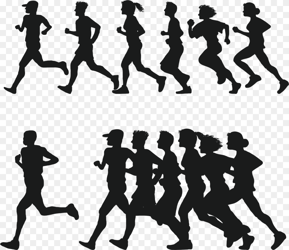 Running Silhouette Running Silhouette Running Figures, People, Person, Baby, Head Free Transparent Png