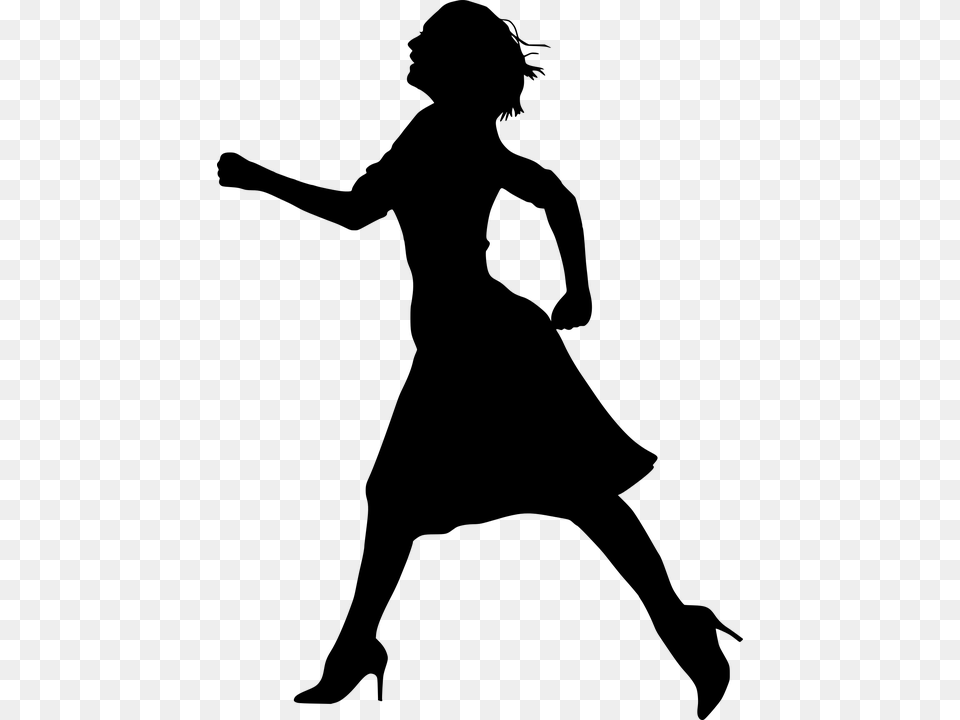 Running Woman Silhouette, Gray Free Transparent Png