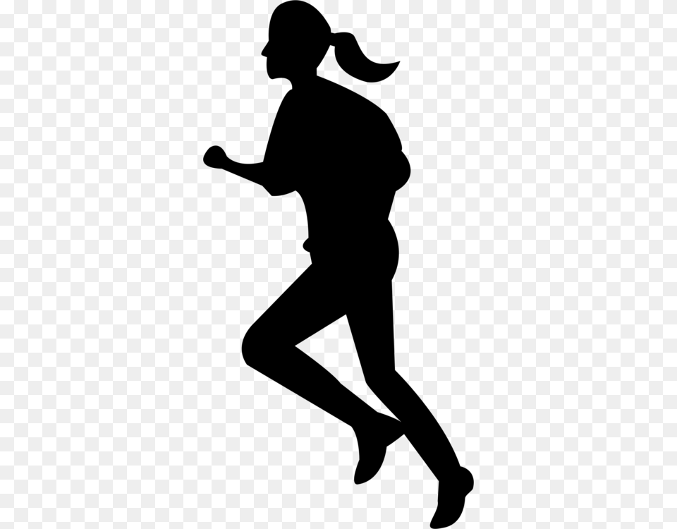 Running Woman Silhouette Download Girl, Gray Png Image