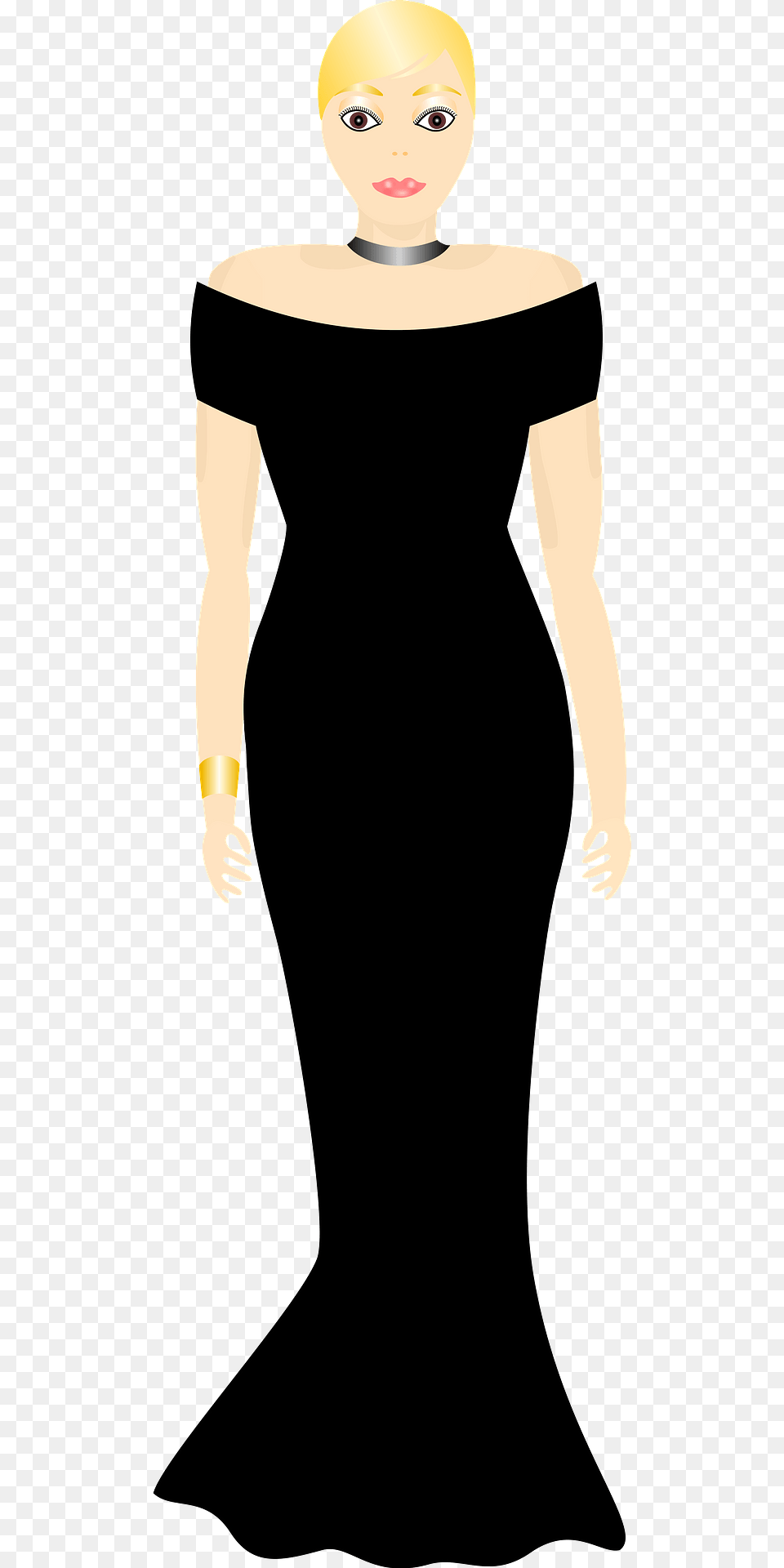 Runway Model In Black Evening Gown Clipart, Adult, Sleeve, Person, Long Sleeve Free Png Download