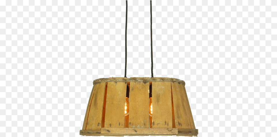 Rural Hanging Lamp Of Old Cherry Wood Basket With Two Ceiling Fixture, Chandelier, Lampshade Free Png Download