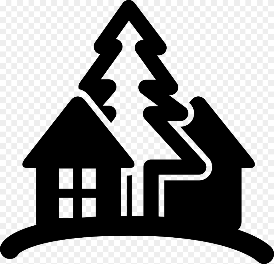 Rural Hotel Cottage On A Hill With Trees Cottage Icon, Stencil, Triangle, Symbol Png