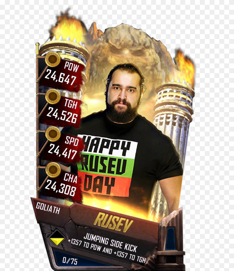 Rusev S4 20 Goliath Wwe Supercard Goliath Cards, T-shirt, Advertisement, Clothing, Poster Free Transparent Png