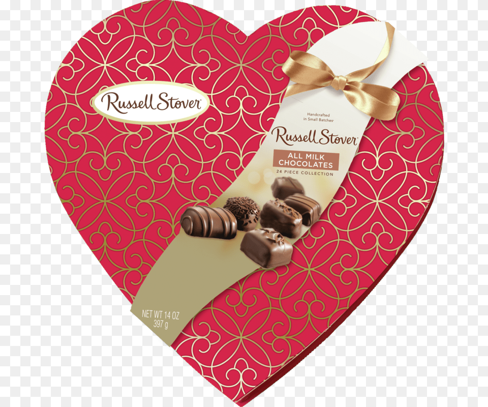 Russell Stover Decorative All Milk Assorted Chocolates Heart Chocolates Russell Stovers, Chocolate, Dessert, Food, Sweets Free Png Download