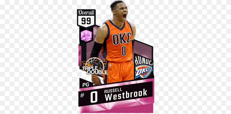 Russell Westbrook 42 Triple Doubles Pink Diamond Kevin Love, Adult, Male, Man, Person Png Image