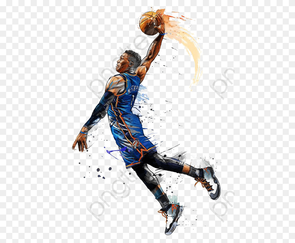 Russell Westbrook Fan Art Clipart Drawing Basketball Players Dunking, Adult, Dancing, Female, Leisure Activities Png Image