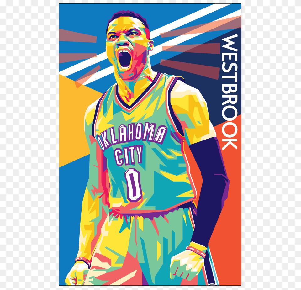 Russell Westbrook Pop Art, Shirt, Clothing, Person, Man Free Png Download
