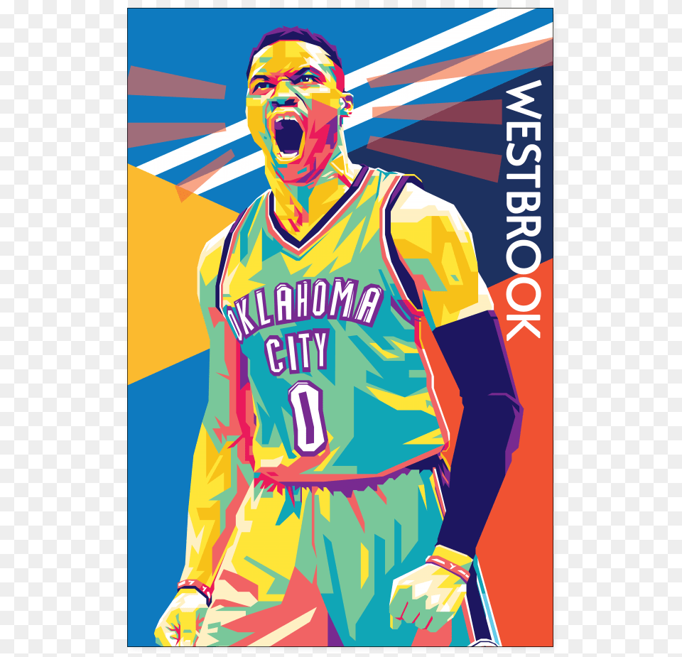 Russell Westbrook Pop Art Poster Basketball Player, Clothing, Shirt, Adult, Male Free Png Download
