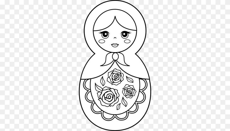 Russian Doll Drawing At Getdrawings Russian Doll Coloring Page, Stencil, Baby, Person, Pattern Free Transparent Png