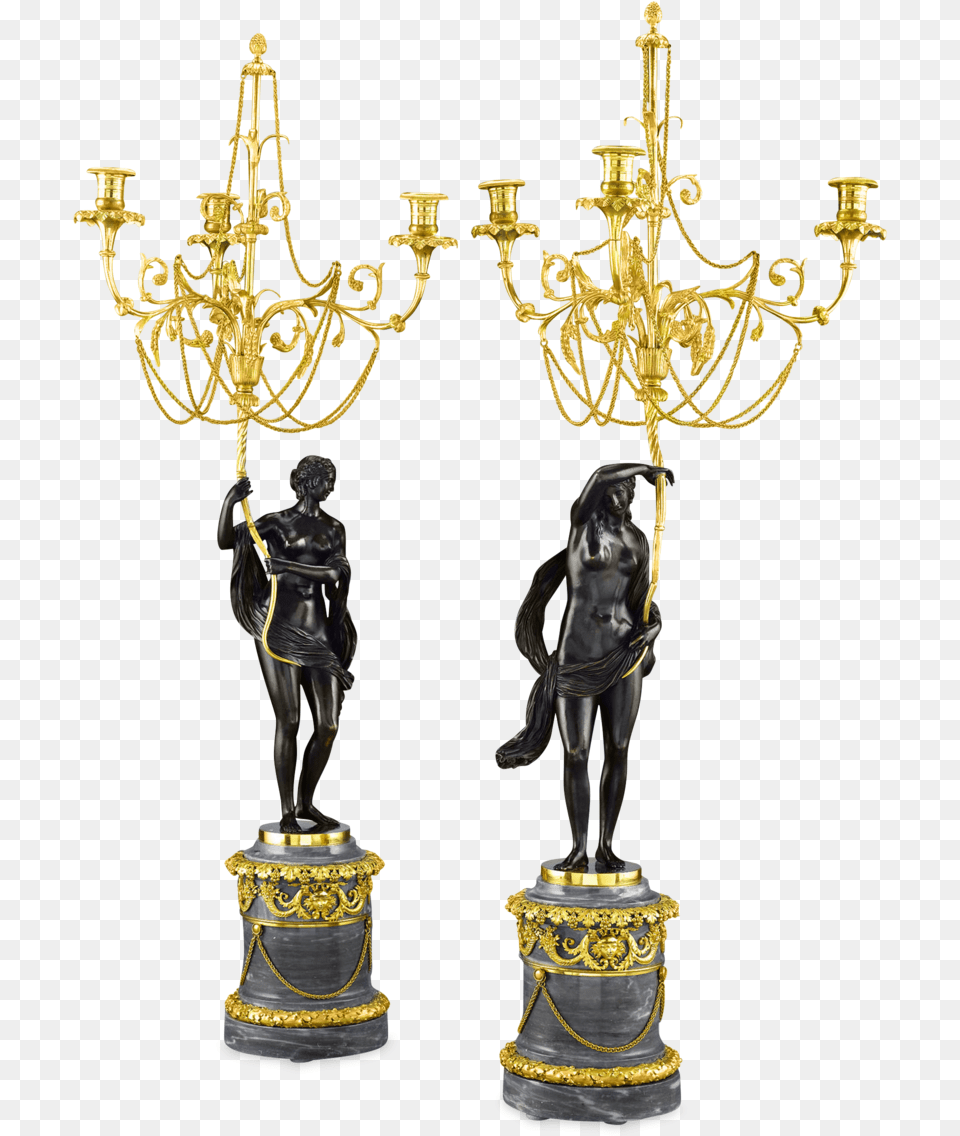 Russian Figural Bronze Candelabra Chandelier, Lamp, Adult, Male, Man Free Png