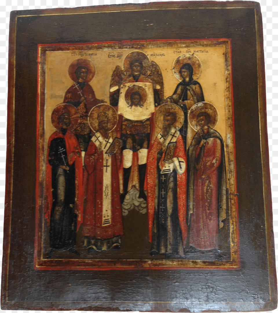 Russian Icon Antique Gold Painted Wood Picture Frame Free Png