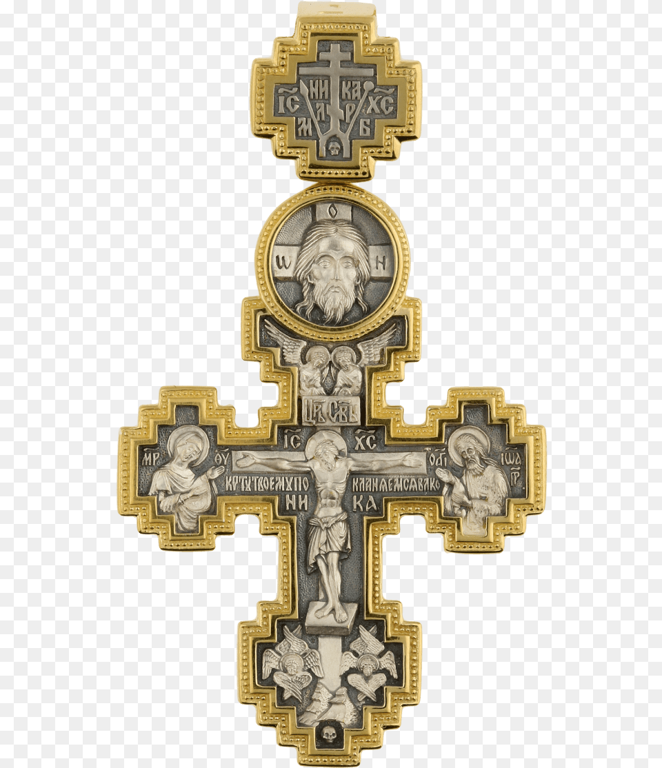 Russian Orthodox Silver Enamaled Cross Pendant Crucifix Dagmarkors Guld, Symbol, Person, Adult, Wedding Free Png Download