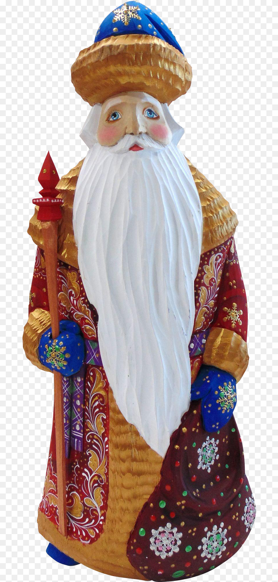 Russian Santafather Christmas With Long Beard Father Santa Claus, Figurine, Baby, Person, Face Free Png