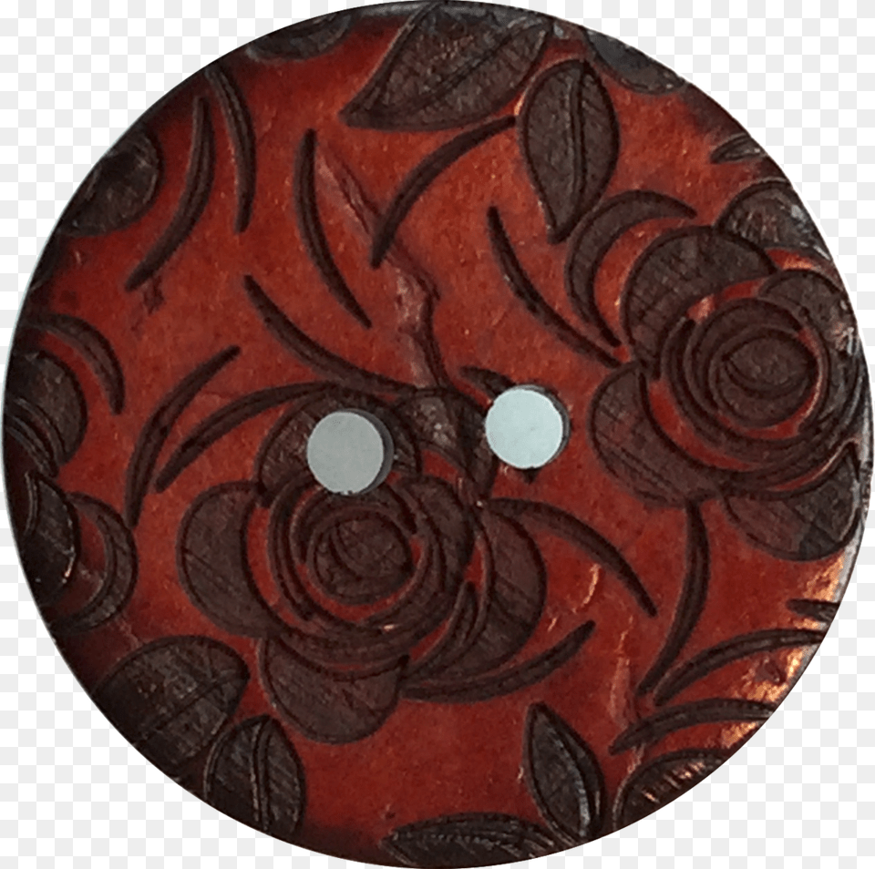 Rust Coconut Button Dark Red Etched Roses 1 Circle, Armor, Pottery, Plate, Shield Free Transparent Png