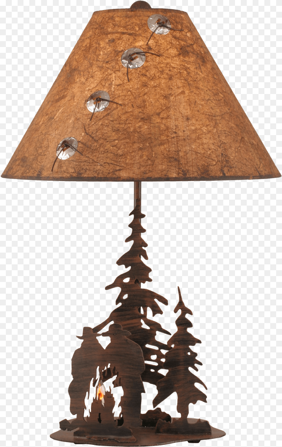 Rust Streak Cowboys Around Campfire Table Lamp W Night Nightlight, Lampshade, Table Lamp, Bonfire, Fire Png Image