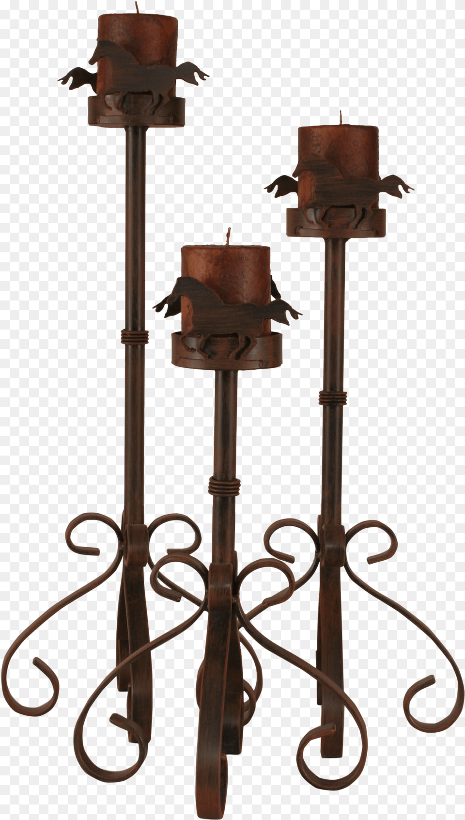 Rust Streak Iron S Leg Candle Set W Horse Accent Sconce, Candlestick, Blade, Dagger, Knife Free Png Download