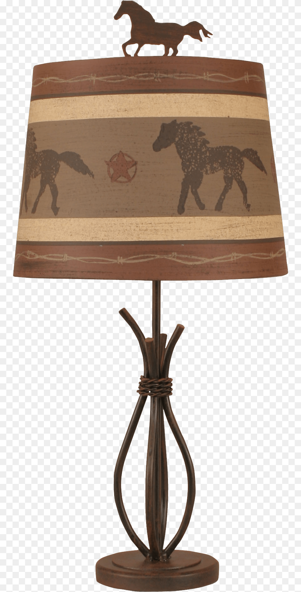 Rust Streaked Iron Stack Accent Lamp W Running Horse Lamp, Lampshade, Table Lamp, Animal, Mammal Png Image