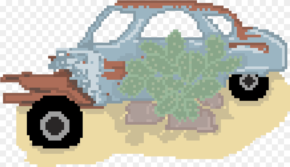 Rusted Car With A Cactus Car, Grass, Plant, Lawn Free Png Download