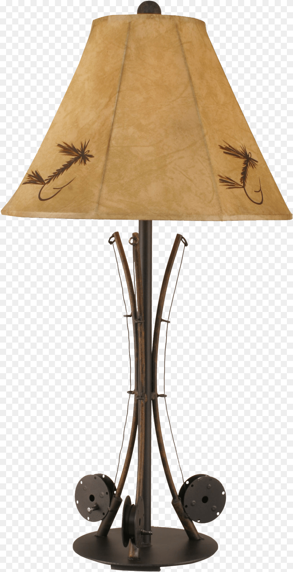 Rustic 3 Fishing Pole Table Lamp Lampshade, Table Lamp, Chandelier Png