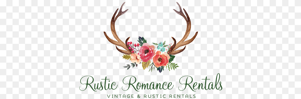 Rustic Antlers With Flowers Clipart, Antler, Accessories, Art, Floral Design Png