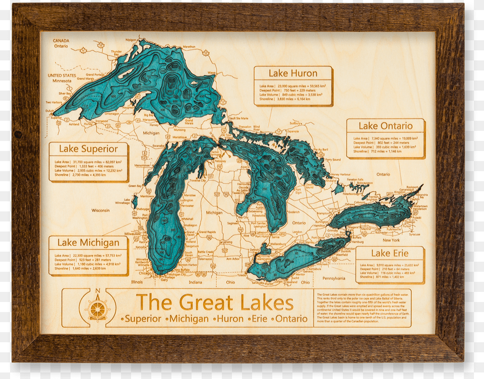 Rustic Clipart Great Lakes Map, Chart, Plot Png Image