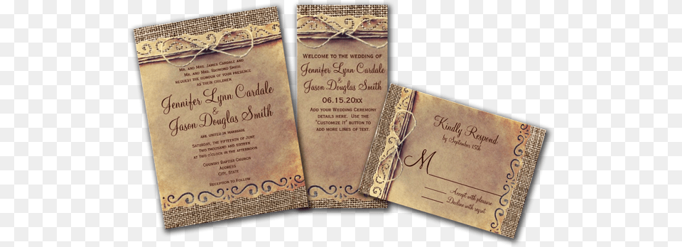 Rustic Country Vintage Burlap Wedding Invitations Rustic Themed Wedding Invitations, Text Free Transparent Png