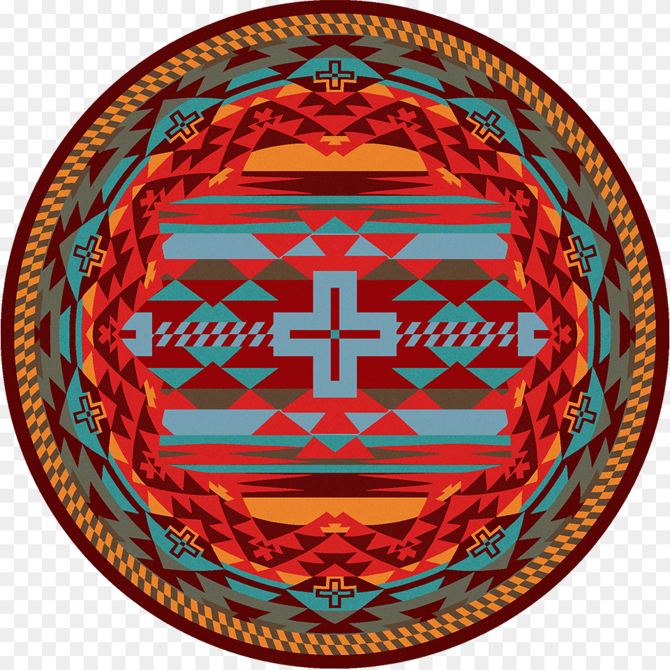 Rustic Cross Sunset 8ft Round Rug Circle, Home Decor, Pattern Free Png