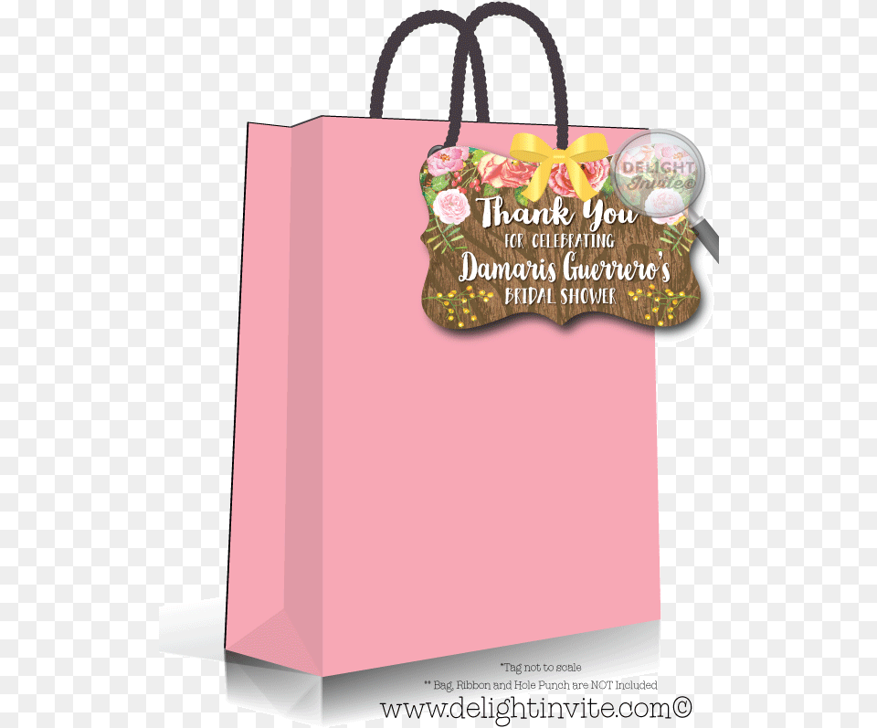 Rustic Floral Watercolor Bridal Shower Flourish Favor Handbag, Bag, Shopping Bag, Accessories, Tote Bag Free Png