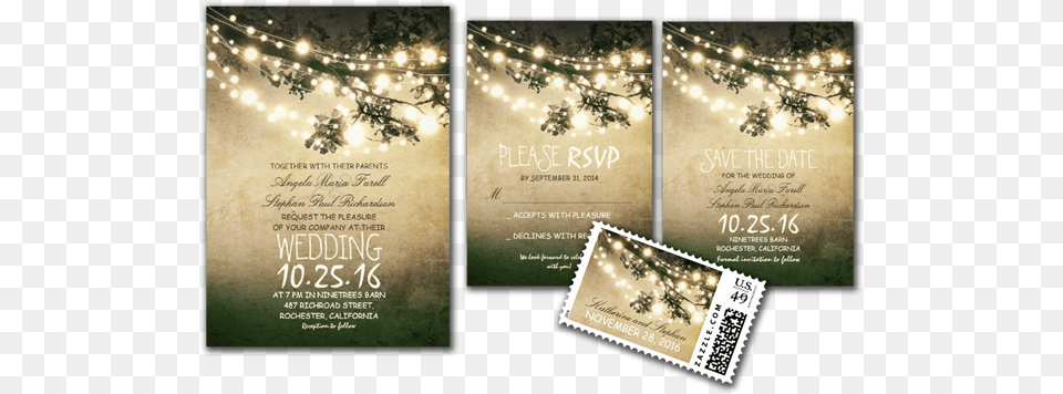 Rustic Tree Branches Amp String Lights Wedding Personalized Rustikale Landschnur Beleuchtet Blaue Papierserviette, Advertisement, Poster, Qr Code Png Image