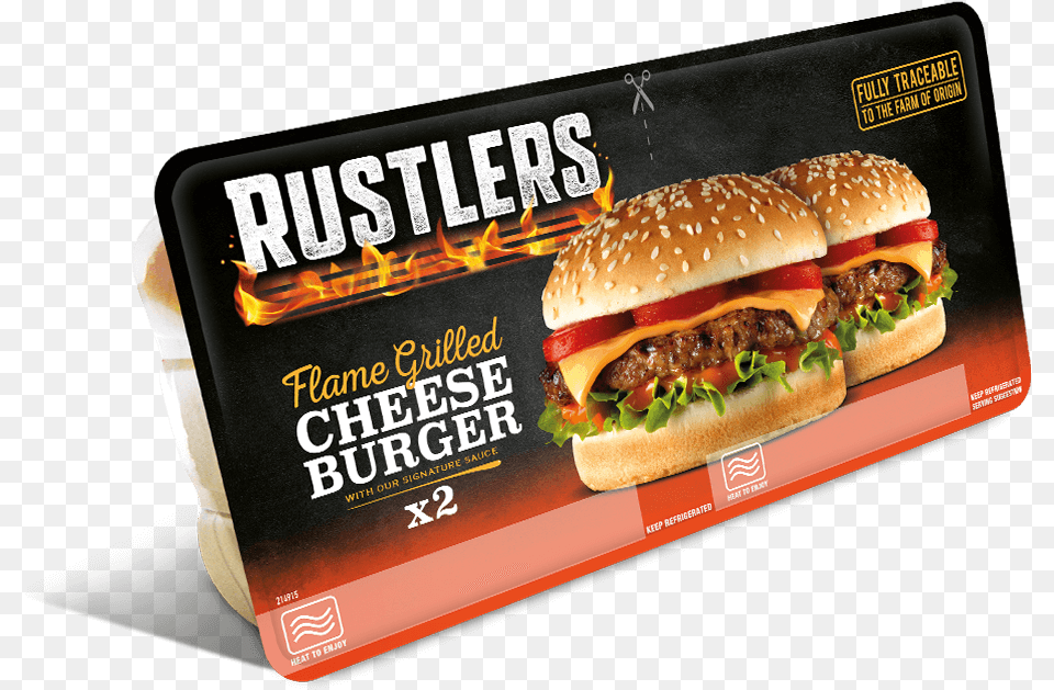 Rustlers Cheeseburger Twin Pack, Burger, Food Free Png Download