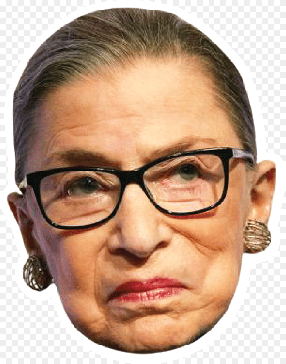 Ruth Bader Ginsburg Head Sticker Ruth Bader Ginsburg Alive, Accessories, Person, Woman, Glasses Png Image