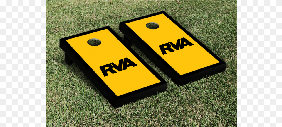 Rva Logo Black And Yellow Cornhole Game Set Oklahoma State Corn Hole Boards, Grass, Plant, Lawn, Road Sign Free Png Download