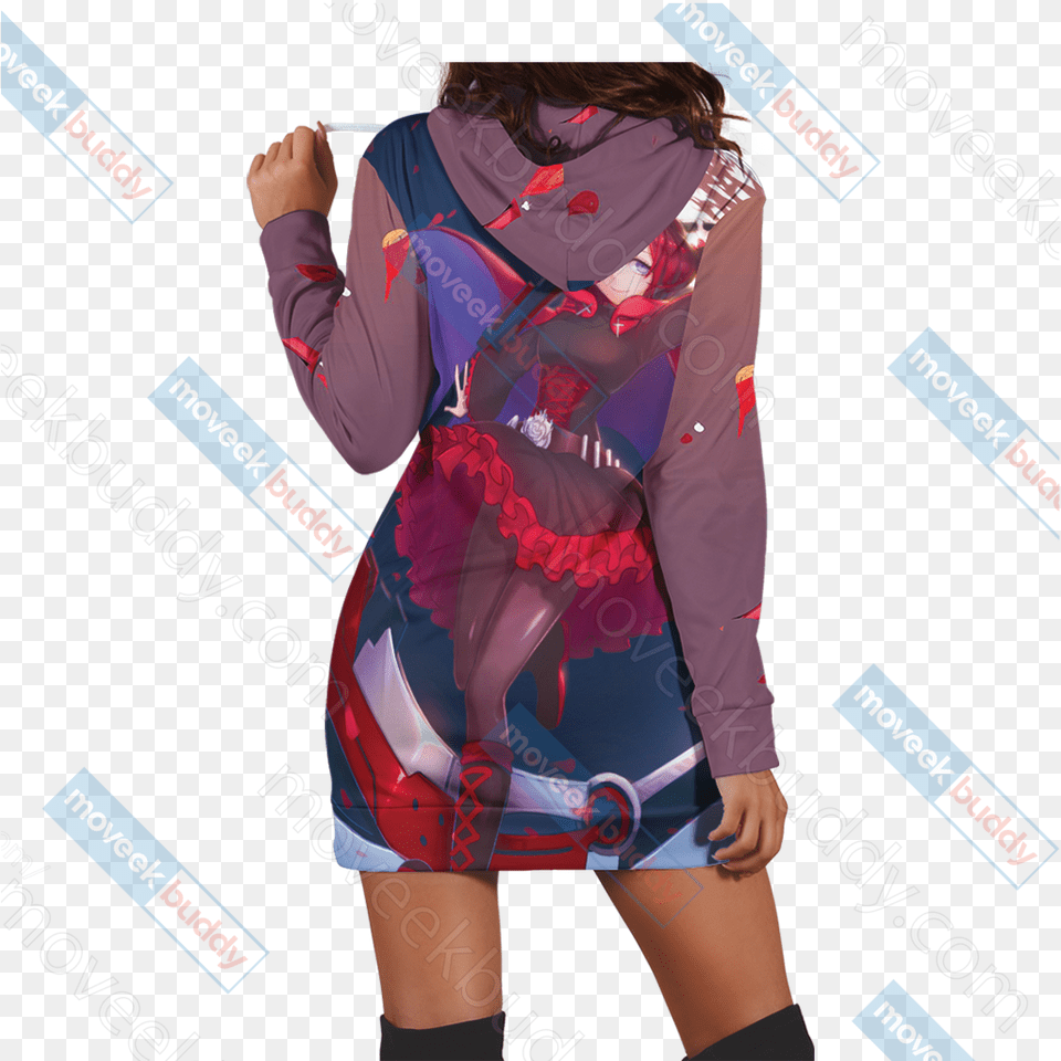 Rwby Ruby Rose 3d Hoodie Dress, Clothing, Coat, Adult, Female Png Image