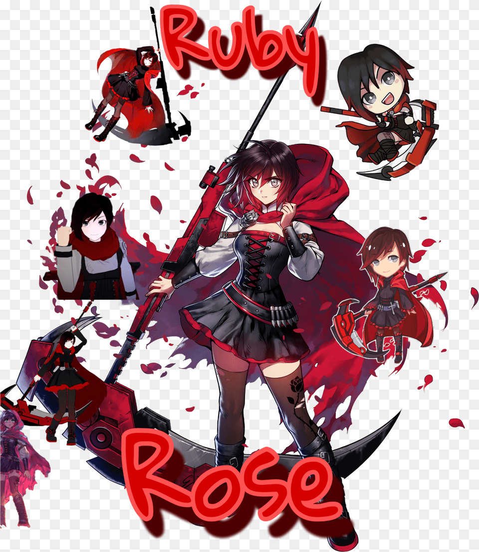 Rwby Rubyrose An Edit Of Ruby Ruby Rose In Rwby, Publication, Book, Comics, Person Free Transparent Png