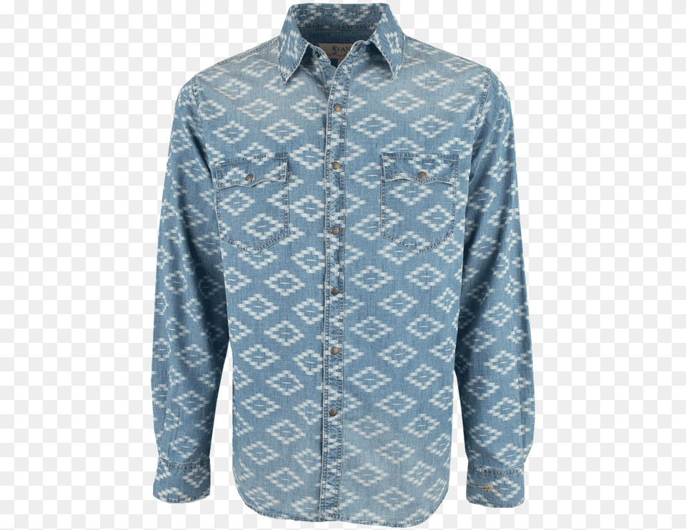 Ryan Michael Aztec Indigo Snap Shirt Active Shirt, Clothing, Long Sleeve, Pants, Sleeve Free Png