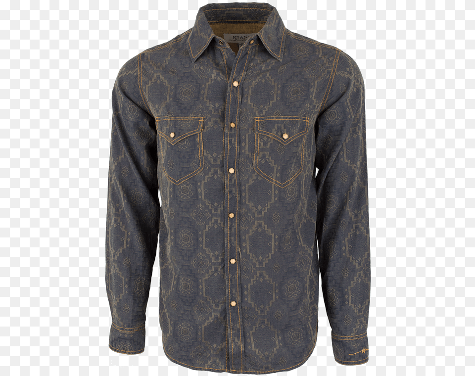 Ryan Michael Aztec Silk Jacquard Snap Shirt Pocket, Clothing, Long Sleeve, Pants, Sleeve Png