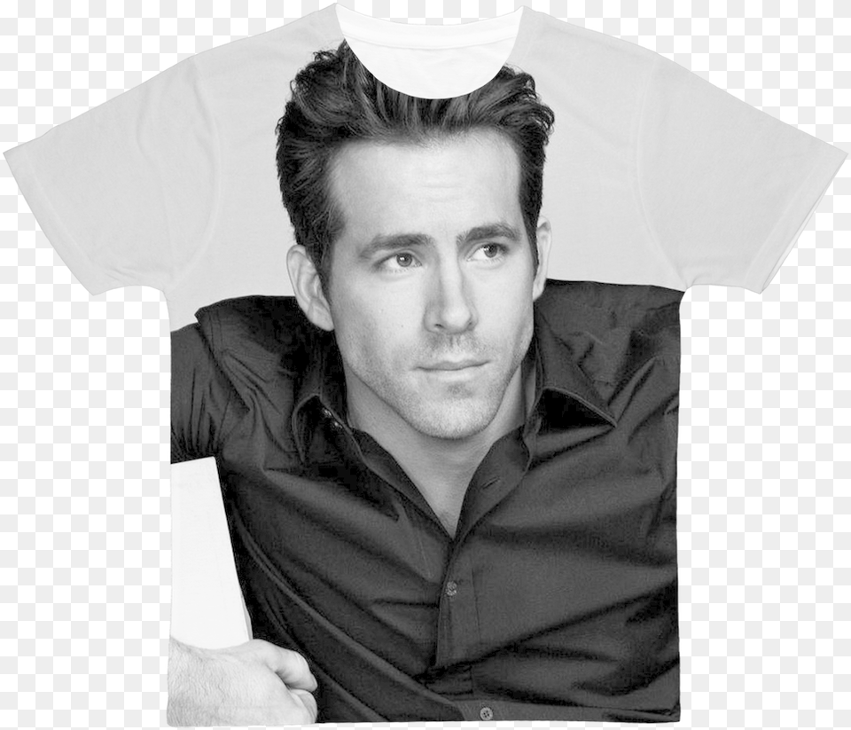 Ryan Reynolds Classic Sublimation Adult T Shirt Celebrity Is Associated With Brylcreem, Person, Man, Male, Clothing Free Png Download