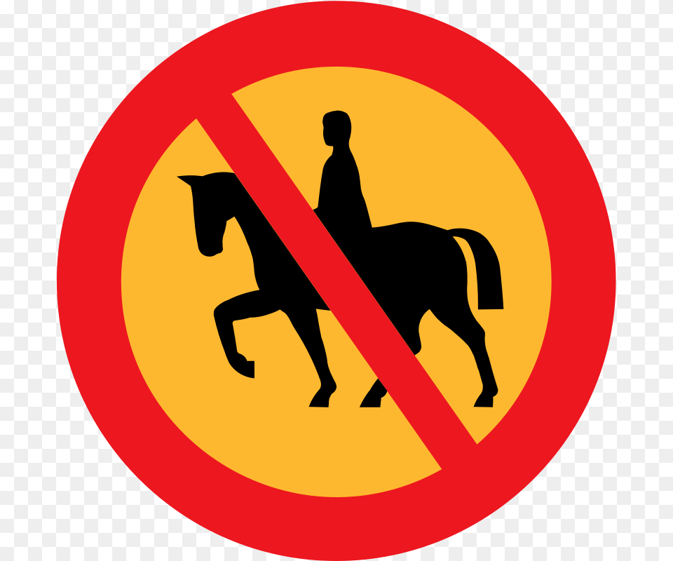 Ryanlerch No Horse Riding Sign, Symbol, Road Sign, Person, Man Free Png Download