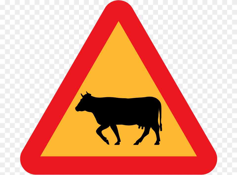 Ryanlerch Warning Cows Roadsign, Sign, Symbol, Animal, Cattle Free Transparent Png