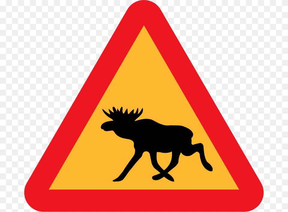 Ryanlerch Warning Moose Roadsign, Sign, Symbol, Road Sign, Animal Free Transparent Png