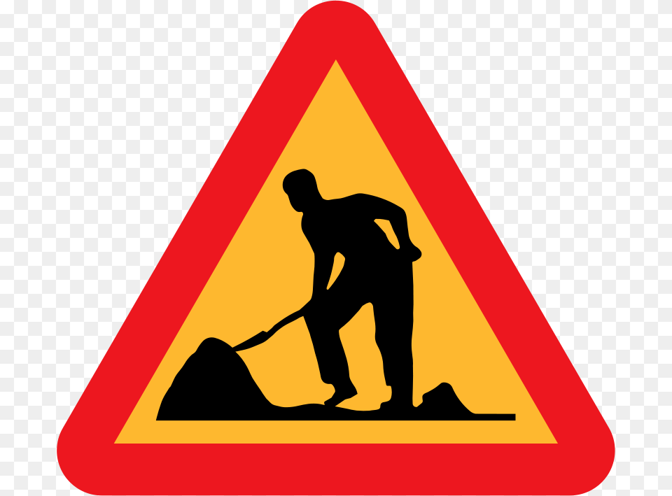 Ryanlerch Workman Ahead Roadsign, Sign, Symbol, Adult, Male Free Png