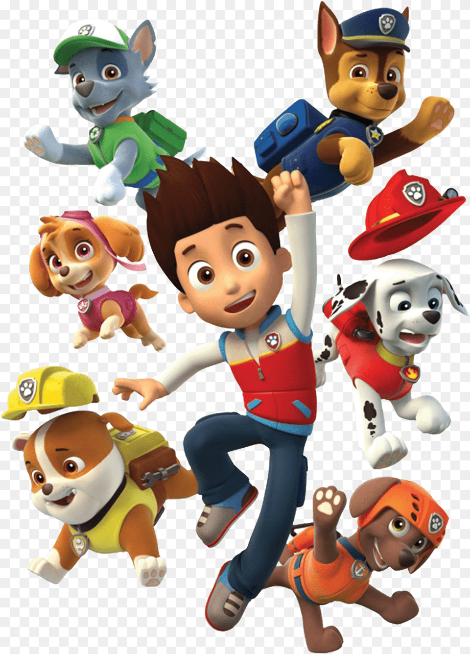 Ryder And His Dogs Paw Patrol Ryder And Paw Patrol, Toy, Baby, Person, Face Free Png