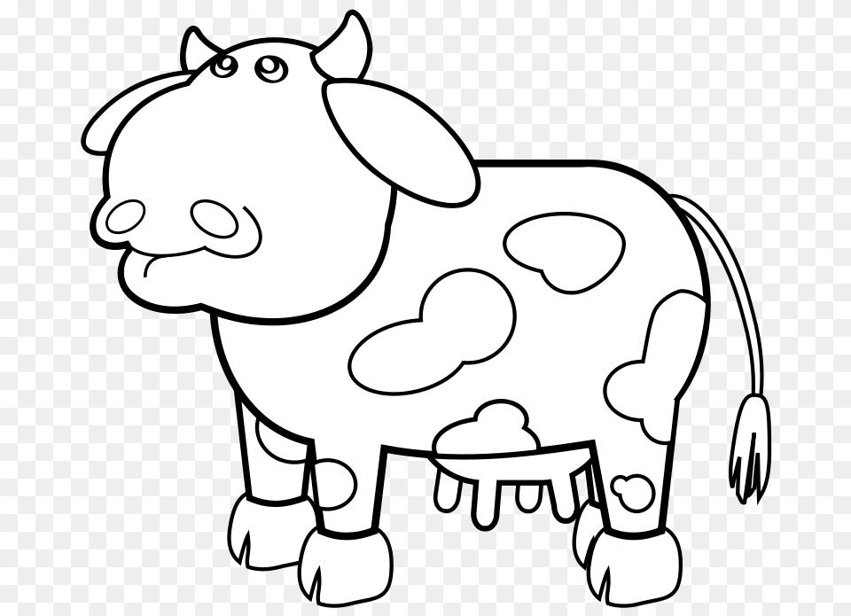 Rygle Cow Outline, Stencil, Livestock, Animal, Bull Png
