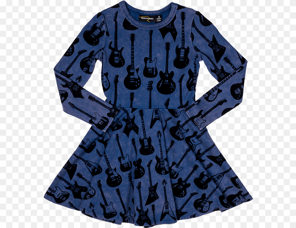 Ryk Guitar Hero Waisted Dress Front Day Dress, Clothing, Long Sleeve, Sleeve, Musical Instrument Png Image
