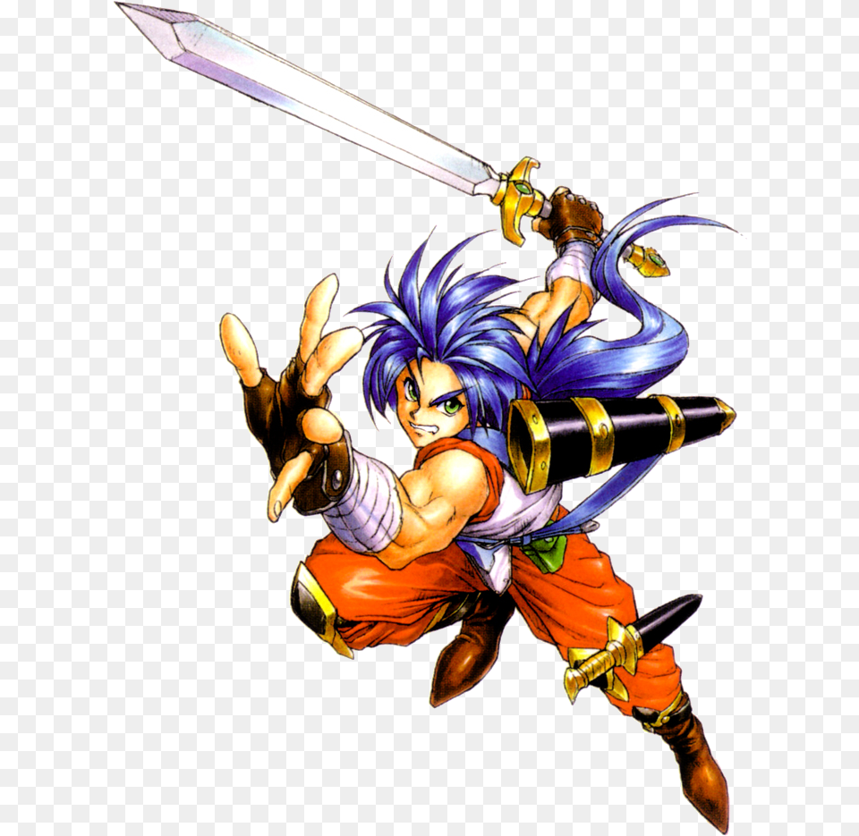 Ryu Breath Of Fire Ii Clipart Breath Of Fire 2 Ryu, Weapon, Book, Comics, Sword Png Image