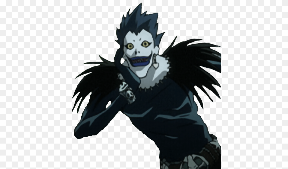 Ryuk Leaning Cartoon, Book, Comics, Publication, Person Png