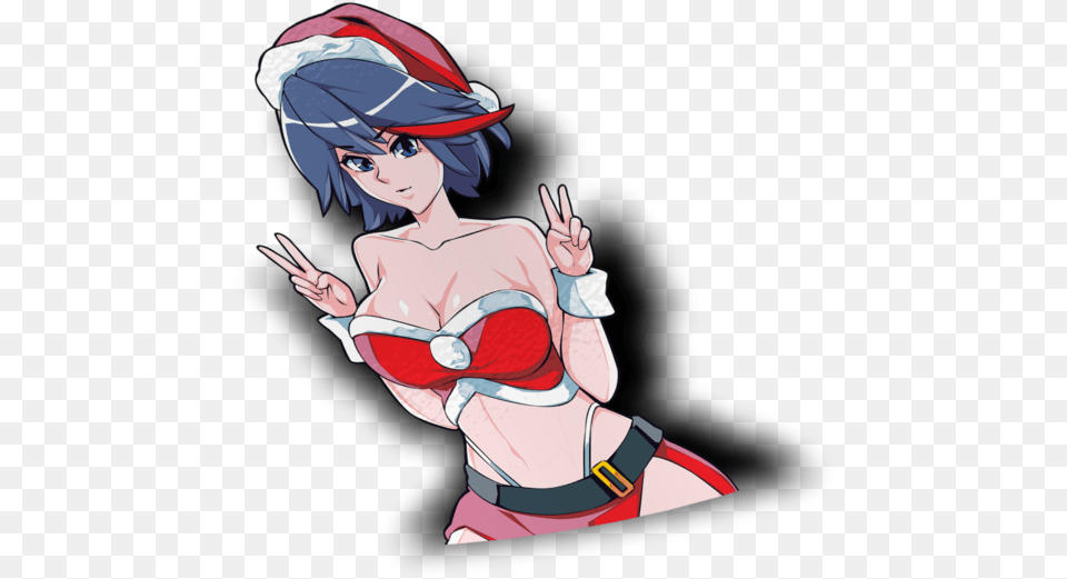 Ryuko Matoi Christmas Peeker Sticker Fictional Character, Publication, Book, Comics, Adult Png Image