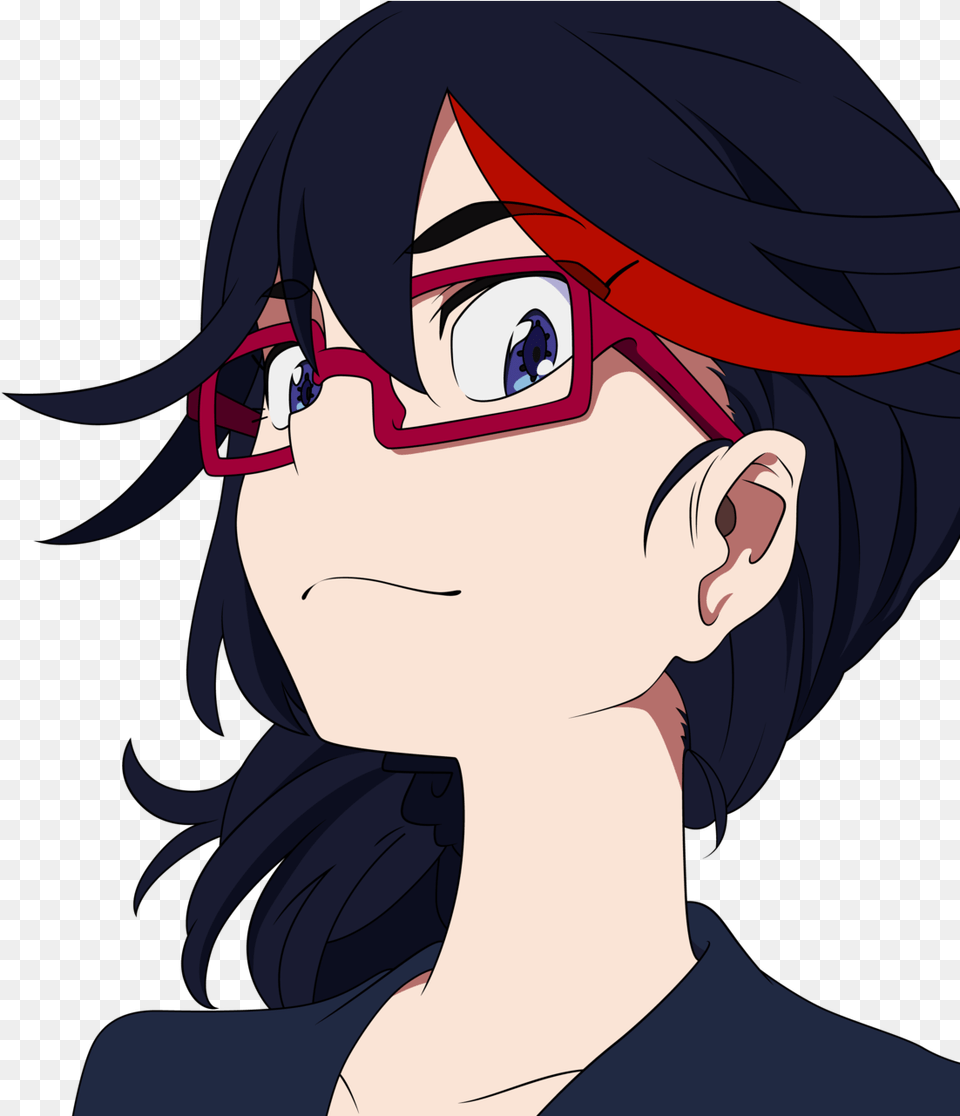 Ryuko Matoi Face Human Hair Color Facial Expression Kill La Kill Ryuko With Glasses, Book, Comics, Publication, Adult Png Image