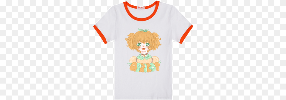 S 3xl Anzujaamu Design Kawaii Apricot Girl Orange Cartoon, Clothing, T-shirt, Shirt Free Png