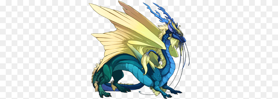 S Blue And Gold Dragon, Animal, Bird Png Image